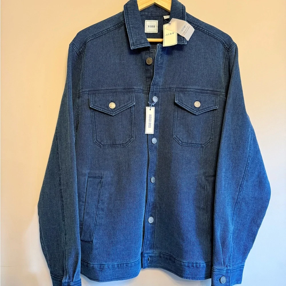 ROWM Shacket/Jacket Waffle Texture Indigo Dyed for Men Casual Chore Barn